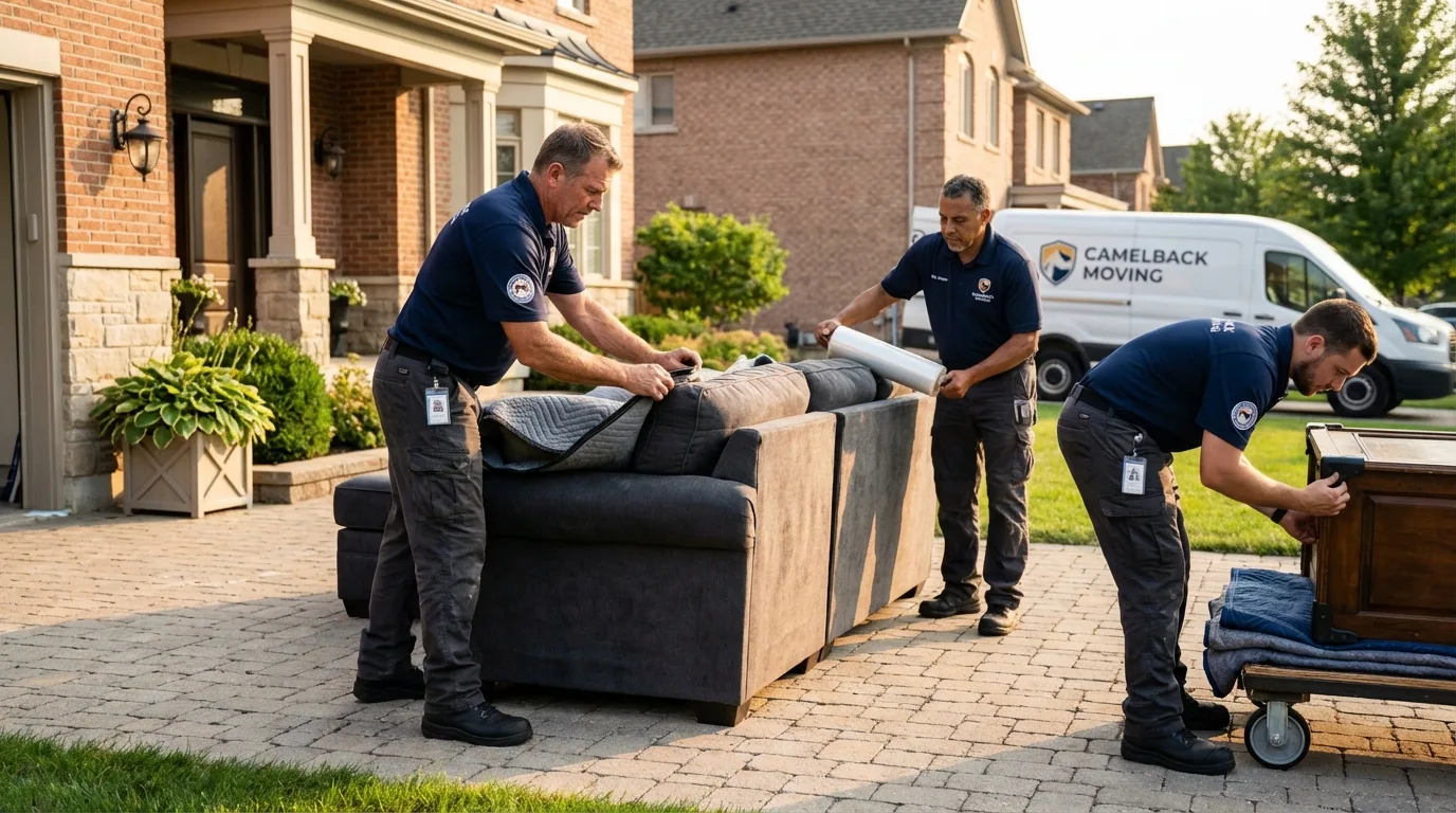 Large estate moving crew wrapping furniture in Rock Valley, IA